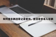 如何查车辆违章记录查询，查违章非本人车辆