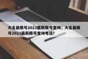 大名县限号2023最新限号查询，大名县限号2023最新限号查询电话？