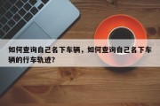 如何查询自己名下车辆，如何查询自己名下车辆的行车轨迹？
